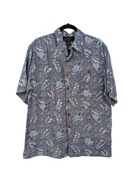 Vtg Silk Pineapple Hawaiian Shirt Aloha Resort Tropical Coastal Button Up Small